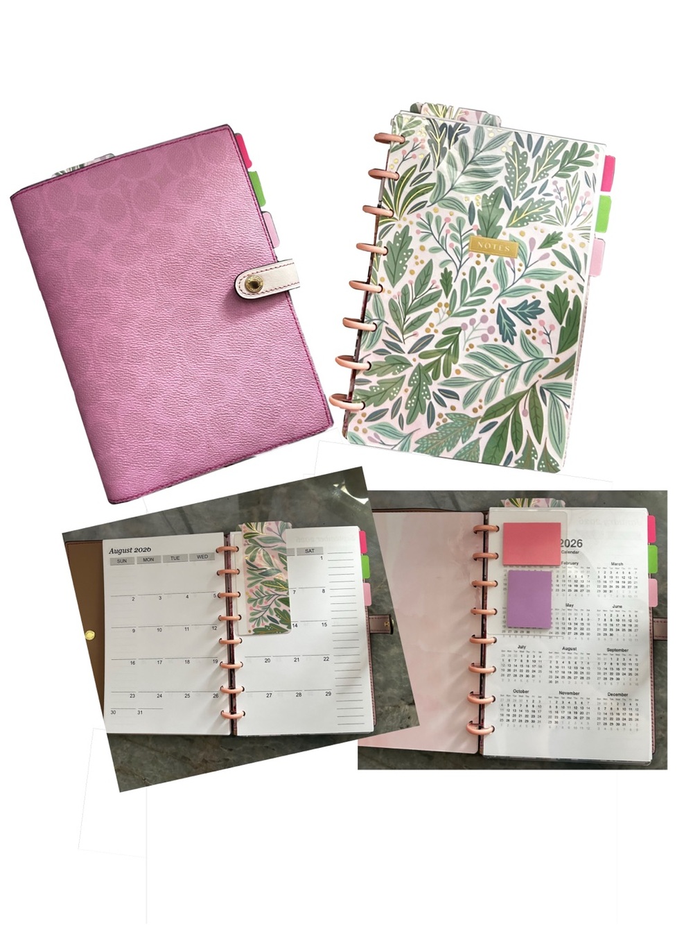 Pink Coach Signature Canvas Notebook cover and planner